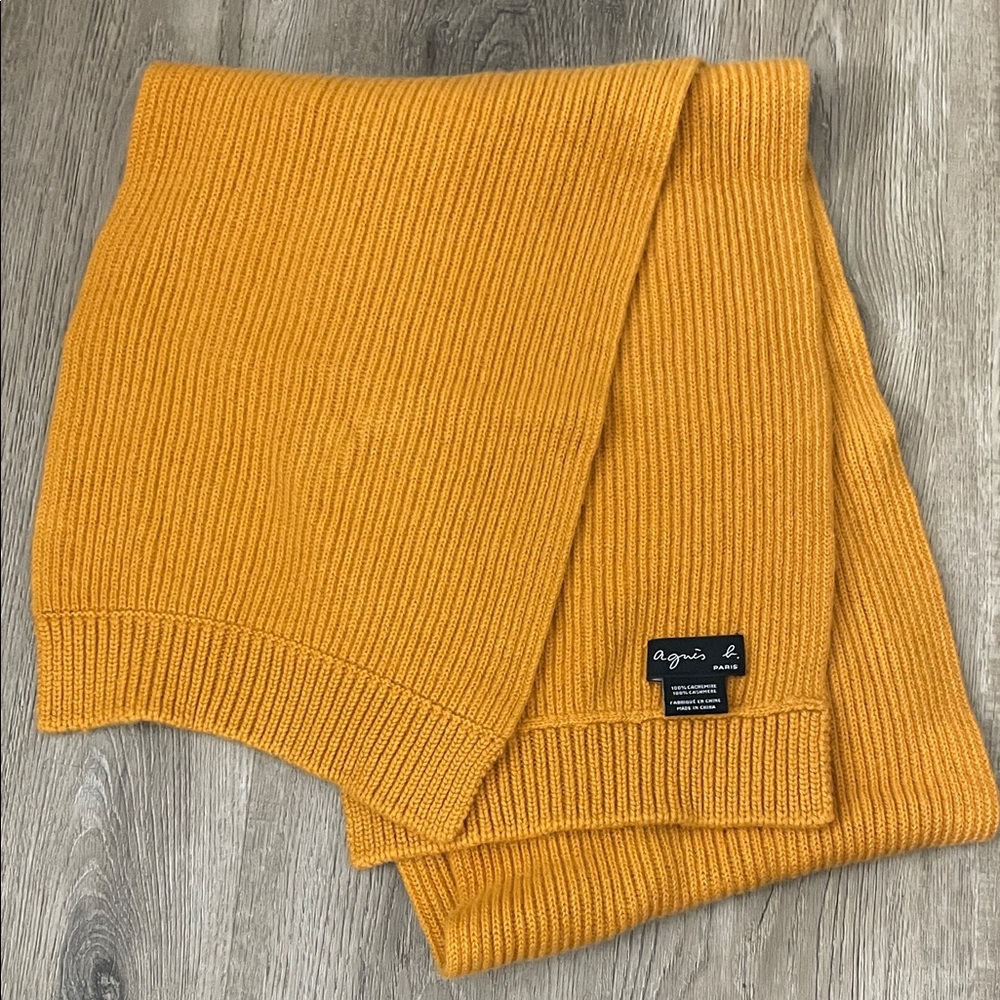 Agnes B. Cashmere Scarf Rib Knit Marigold